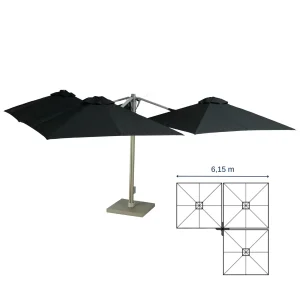 Prostor P6 Stor Hængeparasol Trio 3×3 m / 6,15 m (Firkantet)